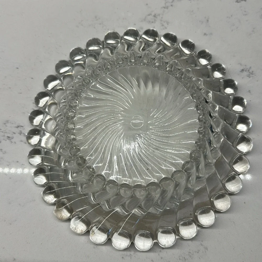 Vintage small dish Swirl and Ball Clear